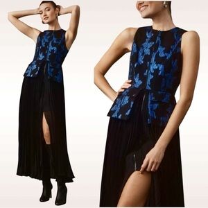 Anthropologie Bhanuni by Jyoti Sleeveless Metallic Jacquard Pleated Midi Dress